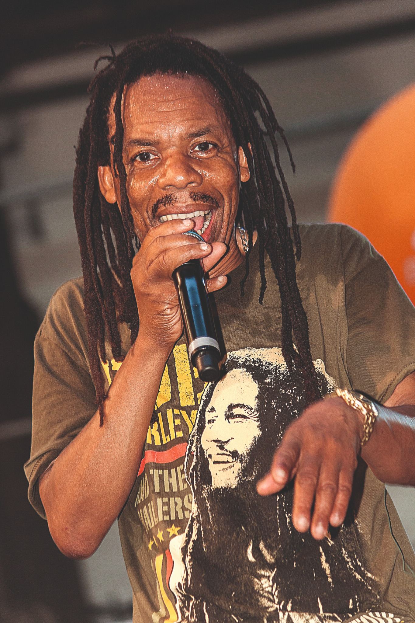 Greg Bannis performing on stage