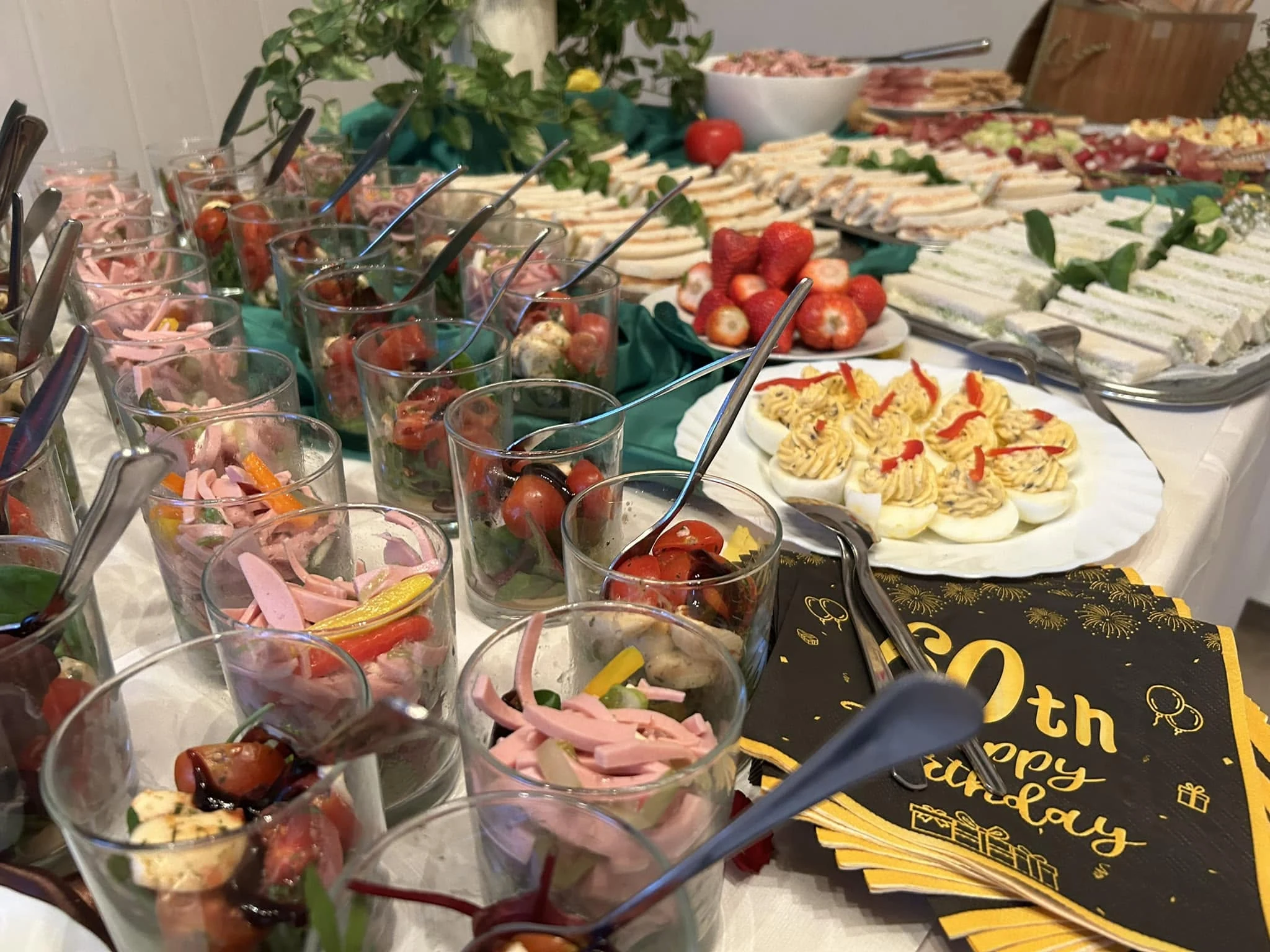 Catering buffet with finger food and fresh ingredients