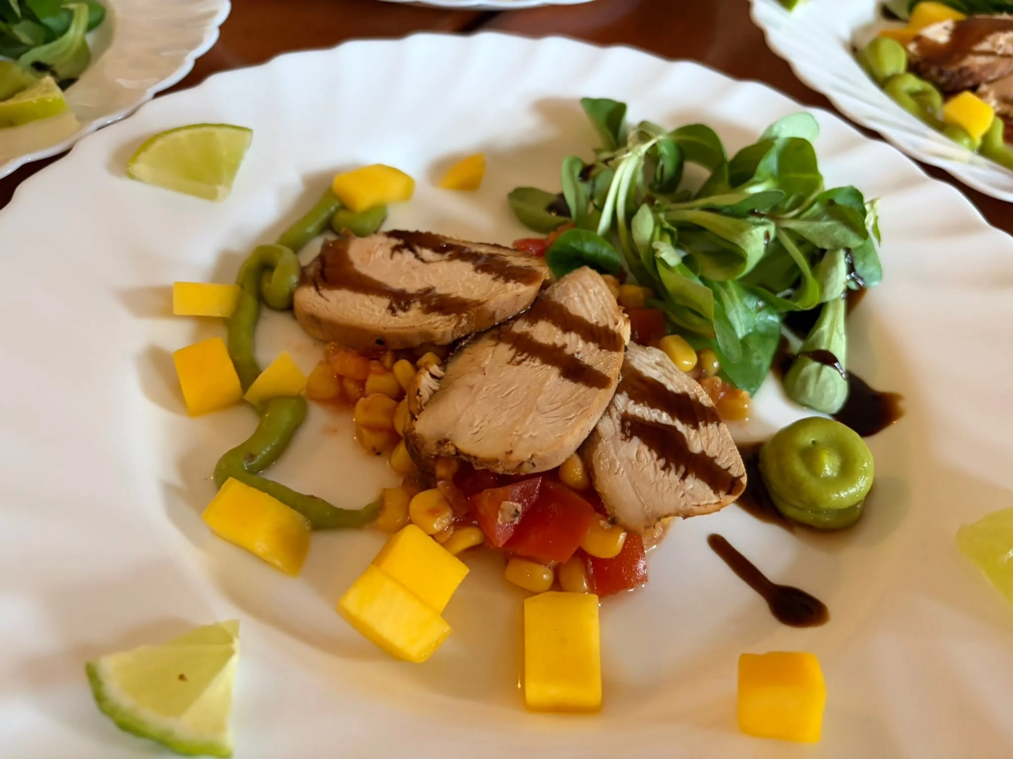 Freshly prepared main course for an event